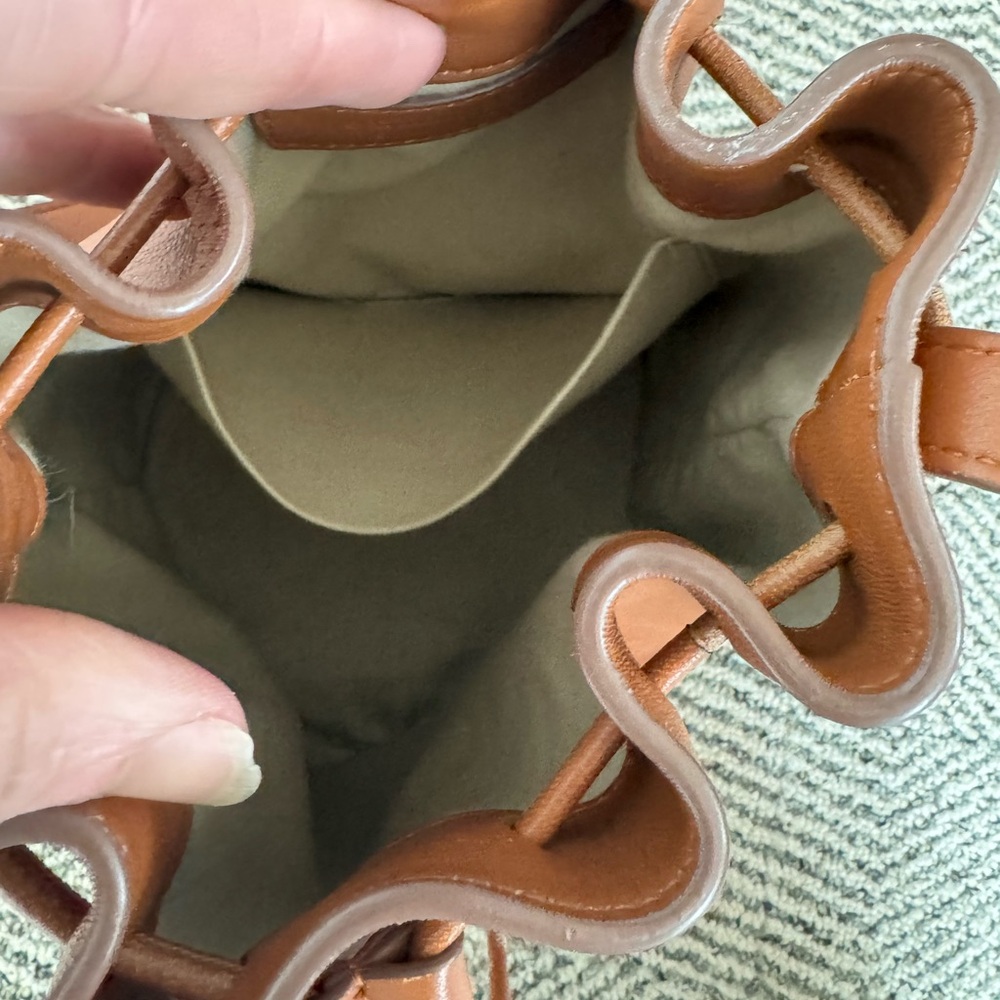 Jenni Kayne Leather Mini Drawstring Bucket Bag in Saddle - Picture 11 of 14